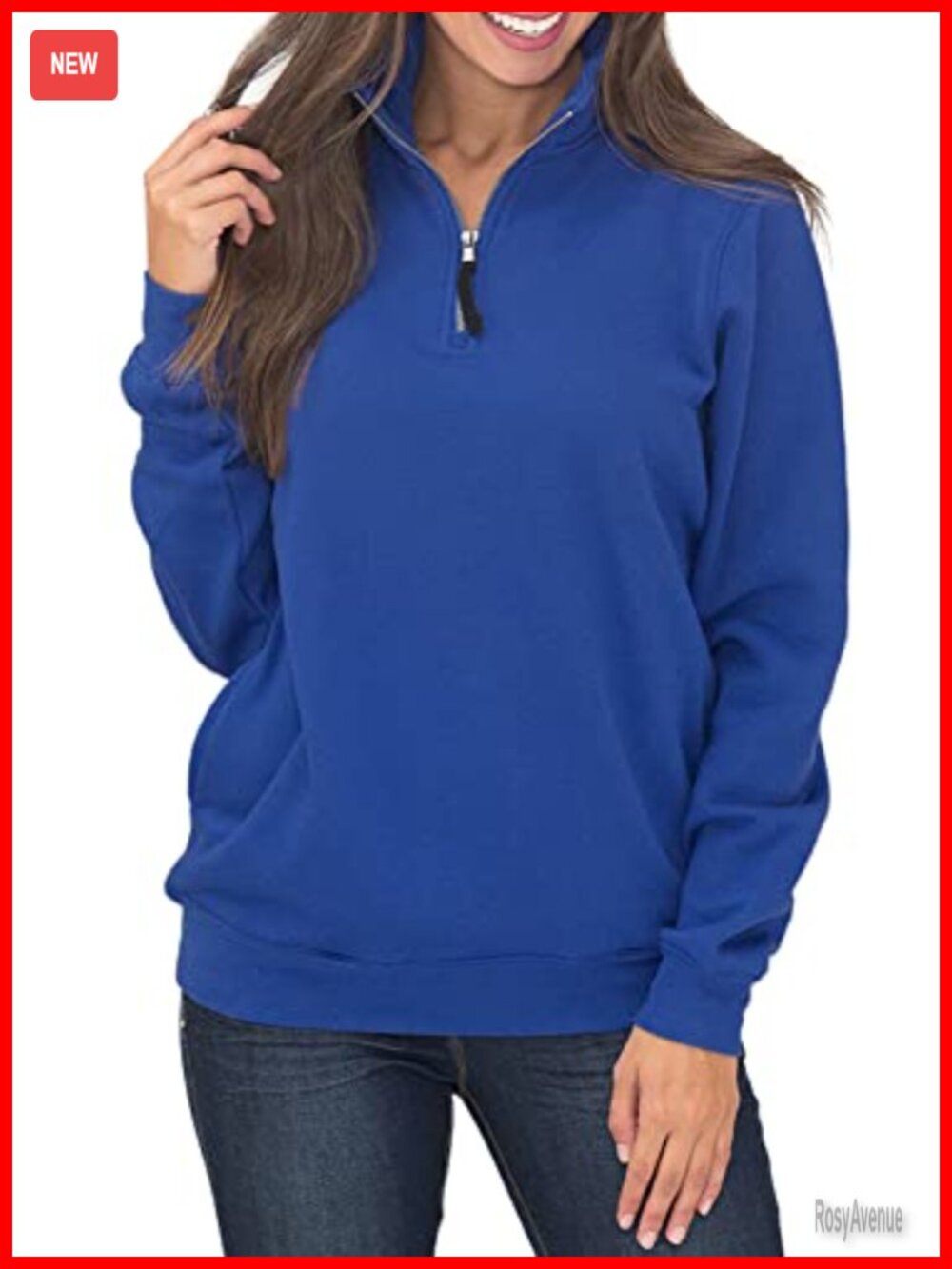 Womens 1/4 Zip High Neck Long Sleeve Pullover Sweatshirt with Pockets